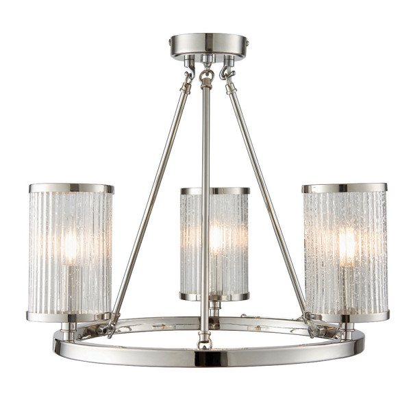 Lampa wisząca EASTON żebrowane bąbelkowe klosze niklowana 3xE14x15W Endon 1025490
