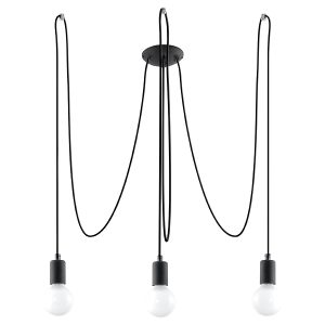 Lampa wisząca Edison 3-punktowa tkaninowa czarna 69841 Lampa wisząca Edison 3-punktowa tkaninowa czarna 69841