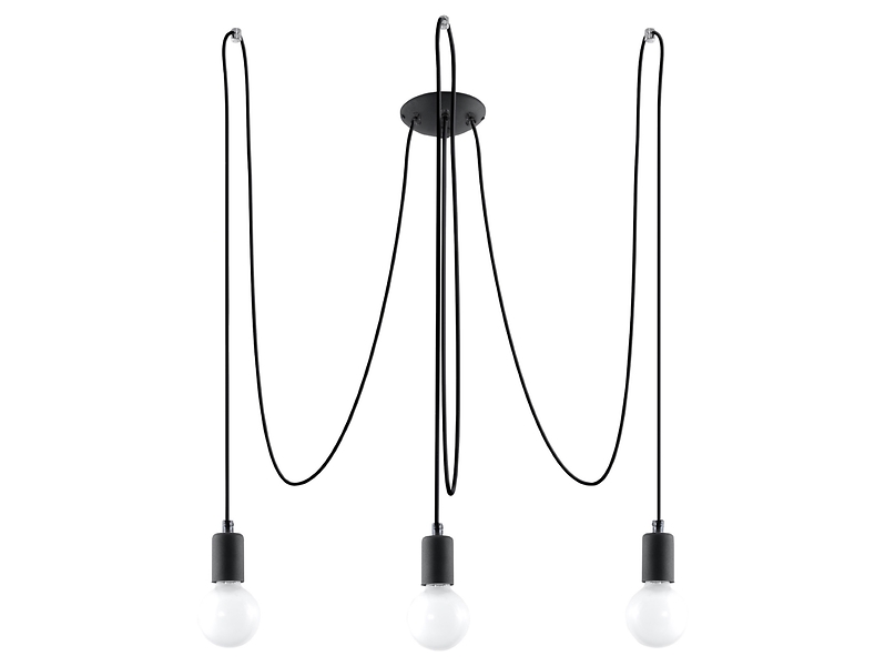 Lampa wisząca Edison 3-punktowa tkaninowa czarna 69841