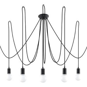 Lampa wisząca Edison 7-punktowa tkaninowa czarna 69843 Lampa wisząca Edison 7-punktowa tkaninowa czarna 69843