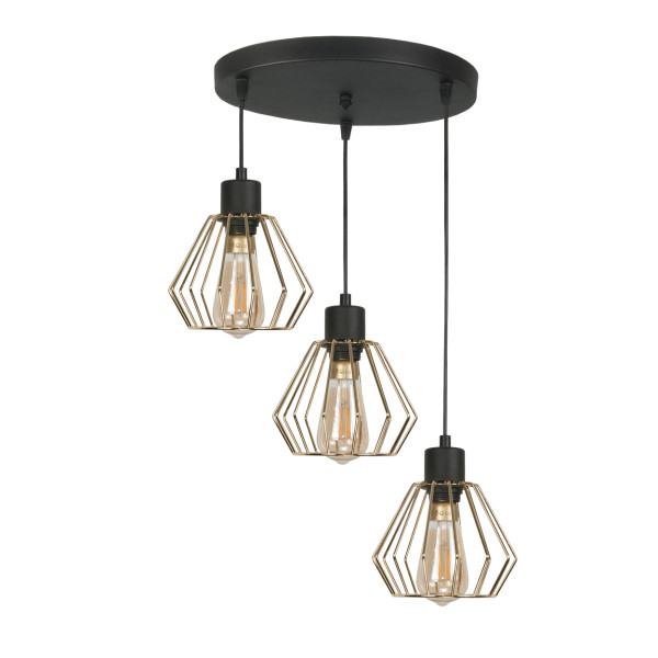 Lampa wisząca EDYLIT 3xE27 kaskada złoty druciany klosz loft GIRO 14-307 1005202