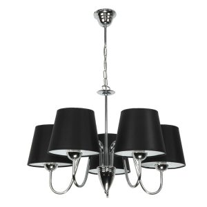 Lampa wisząca EDYLIT chrom czarne abażury 5xE27 DAGMA NEGRO 14-739 1048856 Lampa wisząca EDYLIT chrom czarne abażury 5xE27 DAGMA NEGRO 14-739 1048856
