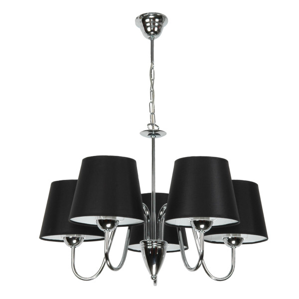 Lampa wisząca EDYLIT chrom czarne abażury 5xE27 DAGMA NEGRO 14-739 1048856