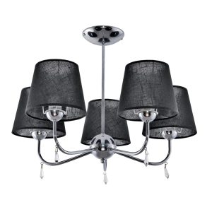 Lampa wisząca EDYLIT chrom czarny abażur 5xE27 BRIGIT NEGRO 11-240 1048930 Lampa wisząca EDYLIT chrom czarny abażur 5xE27 BRIGIT NEGRO 11-240 1048930