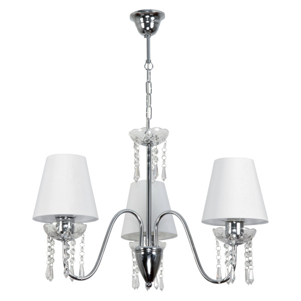 Lampa wisząca EDYLIT glamour białe abażury chrom 3xE27 MIA BIANCO 12-412 1048845