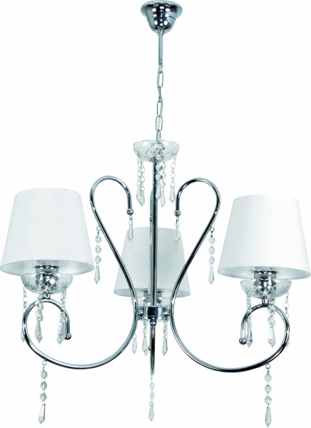 Lampa wisząca EDYLIT glamour chrom białe abażury 3xE27 NOLA BIANCO 12-382 1048905