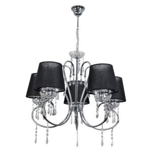 Lampa wisząca EDYLIT glamour czarne abażury 5xE27 NOLA NEGRO 12-390 1048802 Lampa wisząca EDYLIT glamour czarne abażury 5xE27 NOLA NEGRO 12-390 1048802