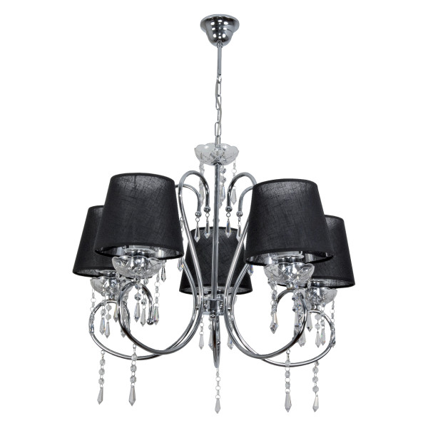 Lampa wisząca EDYLIT glamour czarne abażury 5xE27 NOLA NEGRO 12-390 1048802