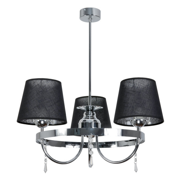 Lampa wisząca EDYLIT glamour kryształki chrom 3xE27 DIANA NEGRO 12-422 1048881