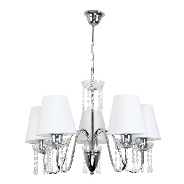 Lampa wisząca EDYLIT glamour kryształki chrom 5xE27 MIA BIANCO 12-410 1048836