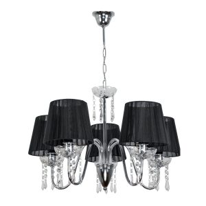 Lampa wisząca EDYLIT glamour kryształki chrom 5xE27 MIA NEGRO 12-400 1048982 Lampa wisząca EDYLIT glamour kryształki chrom 5xE27 MIA NEGRO 12-400 1048982