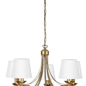 Lampa wisząca EDYLIT glamour złota biały abażur 5xE27 AIDA II 7-520 1048924 Lampa wisząca EDYLIT glamour złota biały abażur 5xE27 AIDA II 7-520 1048924