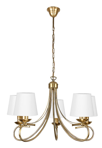 Lampa wisząca EDYLIT glamour złota biały abażur 5xE27 AIDA II 7-520 1048924