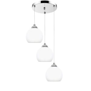 Lampa wisząca EDYLIT kaskada białe klosze chrom LED 3xE27 OLEX 13-682 1005210 Lampa wisząca EDYLIT kaskada białe klosze chrom LED 3xE27 OLEX 13-682 1005210
