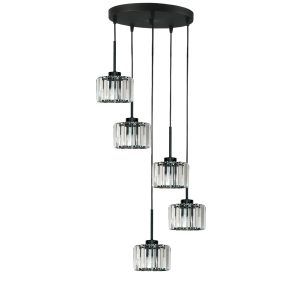 Lampa wisząca EDYLIT kaskada kryształkowe klosze glamour 5xE27 OMENA 14-950 1005240 Lampa wisząca EDYLIT kaskada kryształkowe klosze glamour 5xE27 OMENA 14-950 1005240