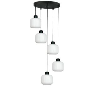 Lampa wisząca EDYLIT kaskada loft białe klosze 5xE27 BEKA BIANCO 14-960 1005206 Lampa wisząca EDYLIT kaskada loft białe klosze 5xE27 BEKA BIANCO 14-960 1005206