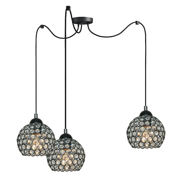 Lampa wisząca EDYLIT pająk kryształkowe klosze glamour 3xE27 KLAUDIA 13-722 1005218