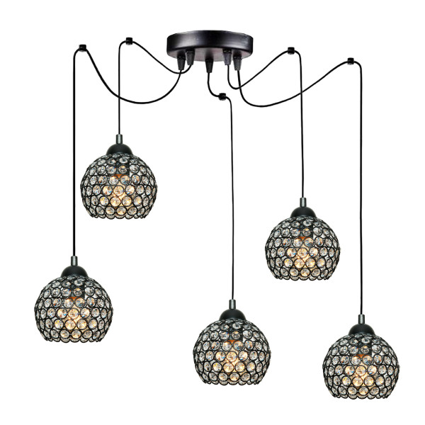 Lampa wisząca EDYLIT pająk LED kryształkowe klosze 5xE27 KLAUDIA 13-720 1005238