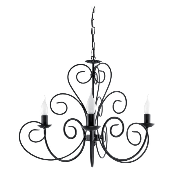 Lampa wisząca EDYLIT retro klasyczna czarna żyrandol 3xE14 HEKTOR 10-342 1048806