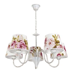 Lampa wisząca EDYLIT retro vintage abażur w kwiatki 5xE27 IZA 12-180 1048923 Lampa wisząca EDYLIT retro vintage abażur w kwiatki 5xE27 IZA 12-180 1048923