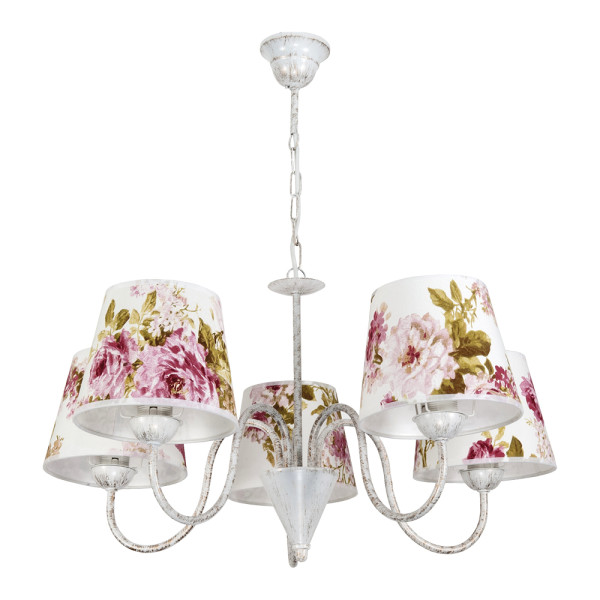 Lampa wisząca EDYLIT retro vintage abażur w kwiatki 5xE27 IZA 12-180 1048923