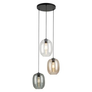 Lampa wisząca Elio 3-punktowa 110 cm szklana czarna 253769 Lampa wisząca Elio 3-punktowa 110 cm szklana czarna 253769