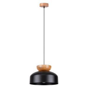 Lampa wisząca ELODEA czarna-naturalne drewno 1xE27x15W IP20 Pure Lume 1027022