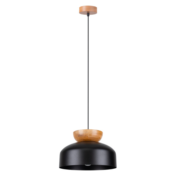 Lampa wisząca ELODEA czarna-naturalne drewno 1xE27x15W IP20 Pure Lume 1027022
