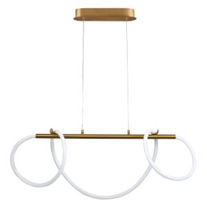 Lampa wisząca EMMA złoto-biała LED 1x38W Neutralna biel 4450lm Polux 854629