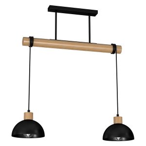 Lampa wisząca Erik 2-punktowa drewniana brązowo-czarna 45043 Lampa wisząca Erik 2-punktowa drewniana brązowo-czarna 45043