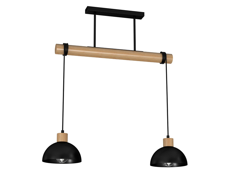 Lampa wisząca Erik 2-punktowa drewniana brązowo-czarna 45043