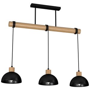 Lampa wisząca Erik 3-punktowa drewniana brązowo-czarna 45044 Lampa wisząca Erik 3-punktowa drewniana brązowo-czarna 45044