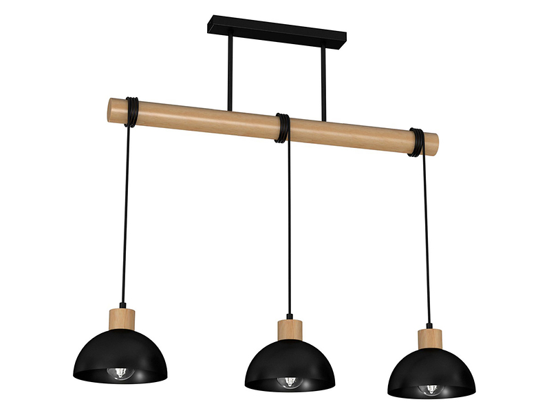 Lampa wisząca Erik 3-punktowa drewniana brązowo-czarna 45044