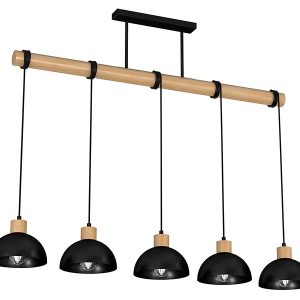 Lampa wisząca Erik 5-punktowa drewniana brązowo-czarna 56018 Lampa wisząca Erik 5-punktowa drewniana brązowo-czarna 56018