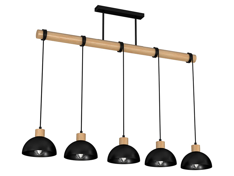 Lampa wisząca Erik 5-punktowa drewniana brązowo-czarna 56018