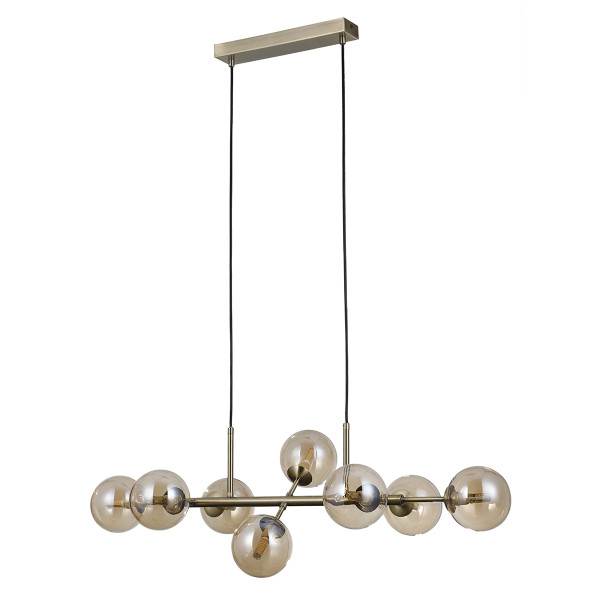 Lampa wisząca Erimida szklane bursztynowe kule brąz antyczny 8xG9x5W Italux 1019265