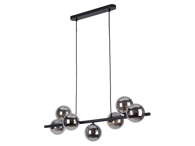 Lampa wisząca Estera Black 7-punktowa szklana szaro-czarna 55774