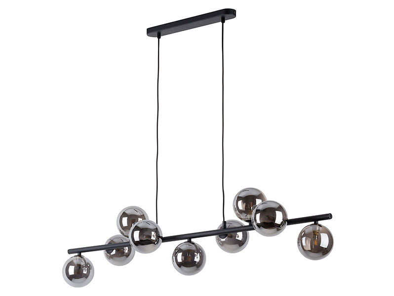 Lampa wisząca Estera Black 9-punktowa szklana srebrna 55777