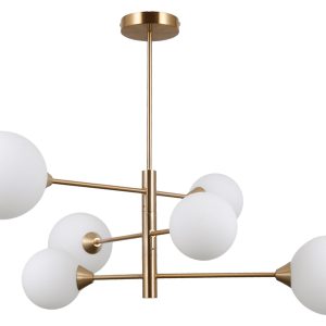 Lampa wisząca Evora 6-punktowa szklana biało-złota 45145 Lampa wisząca Evora 6-punktowa szklana biało-złota 45145
