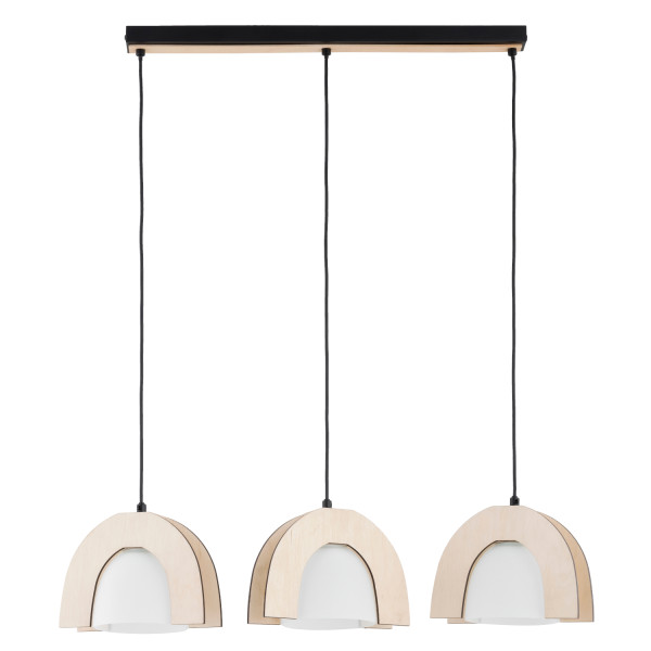 Lampa wisząca FERIO łukowe obramówki kloszy jasne drewno 3xE27x15W Alfa 1025356