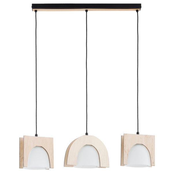 Lampa wisząca FERIO mieszane obramówki kloszy jasne drewno 3xE27x15W Alfa 1025405