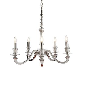 Lampa wisząca FINSBURY świecznikowa polerowane aluminium 5xE14x15W Endon 988637 Lampa wisząca FINSBURY świecznikowa polerowane aluminium 5xE14x15W Endon 988637