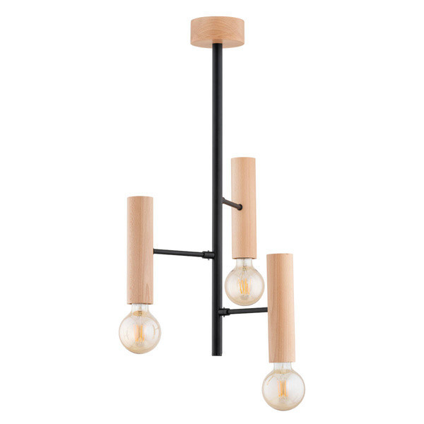 Lampa wisząca FLARA czarna-jasne drewno 3xE27x15W wym:67x37x37cm IP20 Alfa 1025669