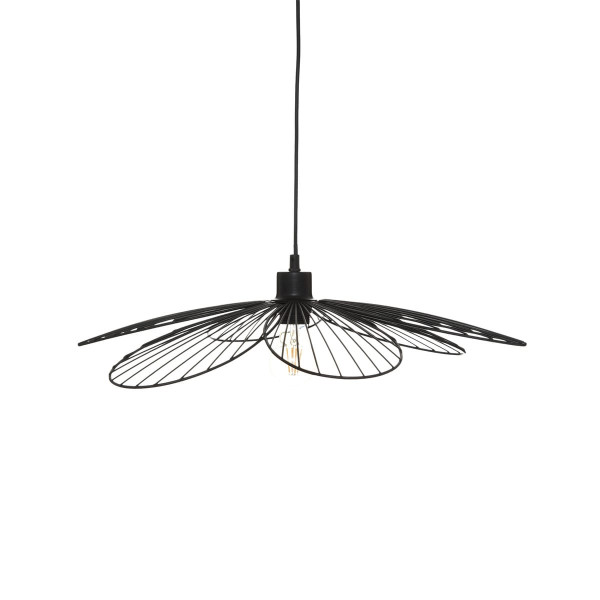 LAMPA WISZĄCA Fleur czarna METALOWA klosz w kształcie kwiatu 438650