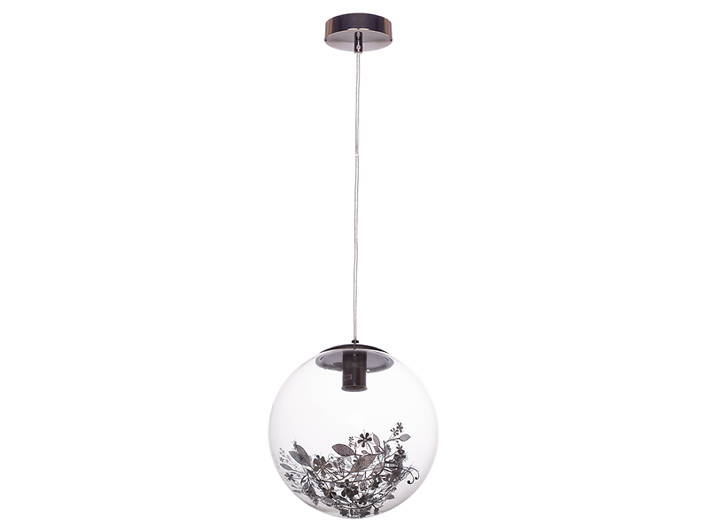 Lampa wisząca Flora szklana srebrna 190823