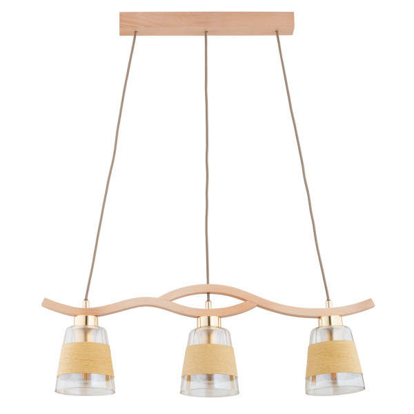 Lampa wisząca FORES jasne drewno-złota 3xE14x10W wym:85x15x68cm IP20 Alfa 991265
