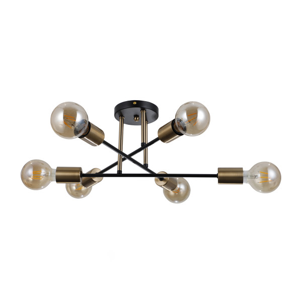 Lampa wisząca Formio skrzyżowane ramiona czarna 6xE27x40W IP20 Italux 1030206