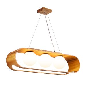 Lampa wisząca fornir tekowy SFERA 3xE27x40W wym: 302,9x85x20 cm Quintiesse 836186 Lampa wisząca fornir tekowy SFERA 3xE27x40W wym: 302,9x85x20 cm Quintiesse 836186