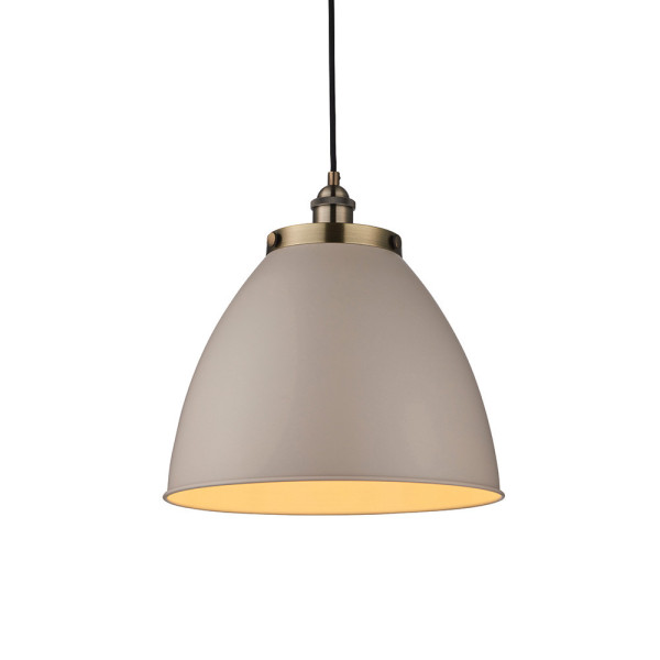 Lampa wisząca FRANKLIN kopułowy klosz szara mosiądz 1xE27x40W IP20 Endon 988652