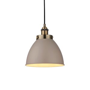 Lampa wisząca FRANKLIN kopułowy klosz szara mosiądz 1xE27x40W IP20 Endon 988629 Lampa wisząca FRANKLIN kopułowy klosz szara mosiądz 1xE27x40W IP20 Endon 988629